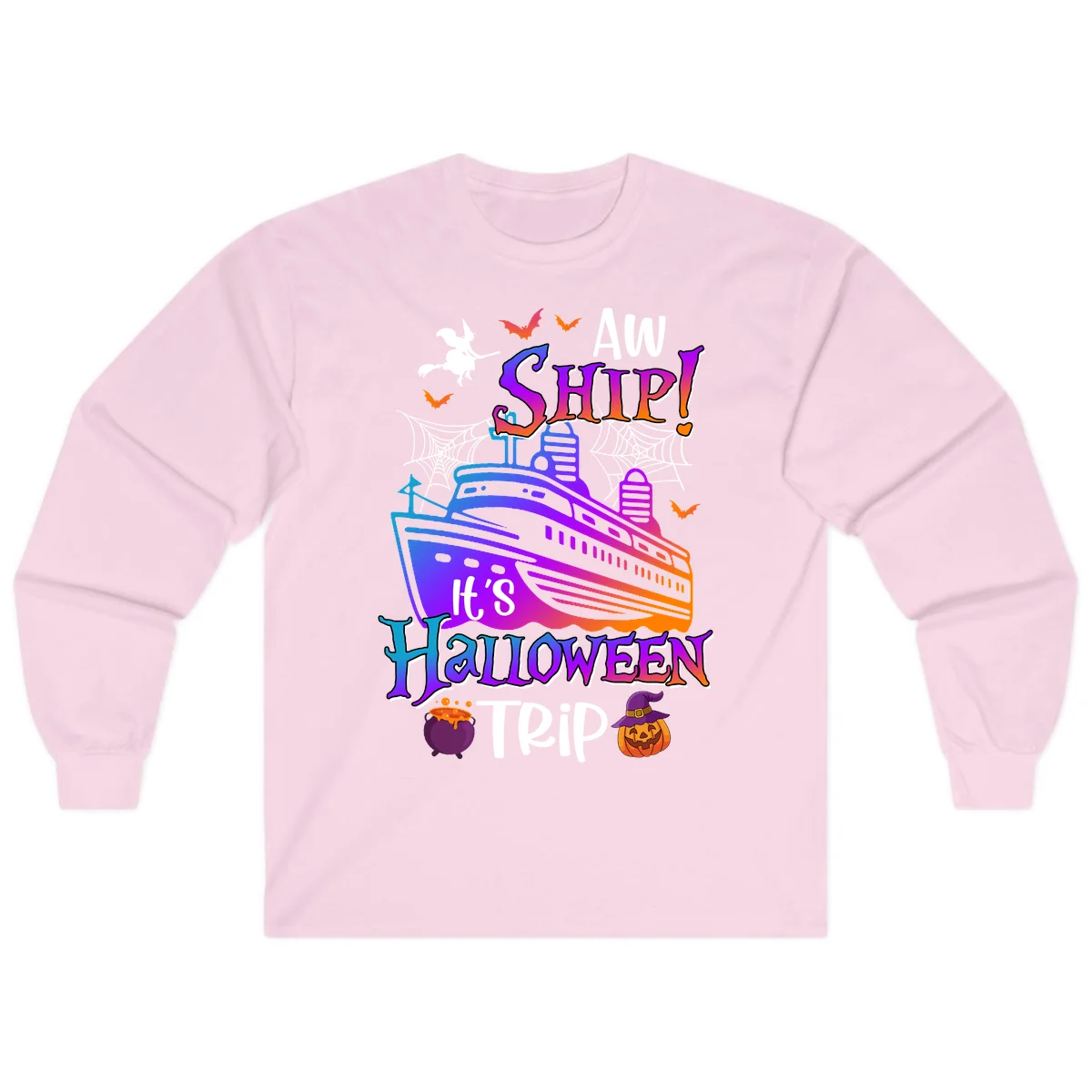 Aw Ship It's Halloween Trip Long Sleeve in Light Pink