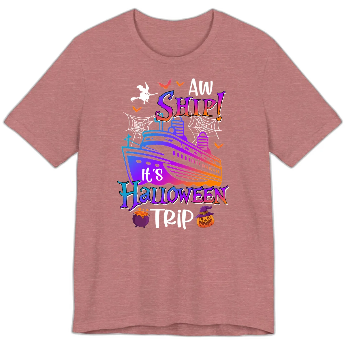 Aw Ship It's Halloween Trip Premium T-Shirt in Heather Mauve