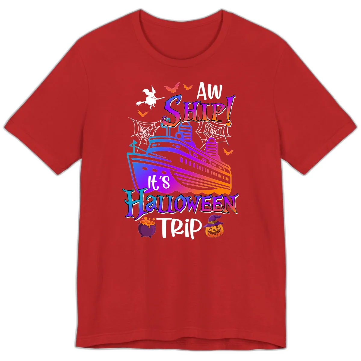 Aw Ship It's Halloween Trip Premium T-Shirt in Red