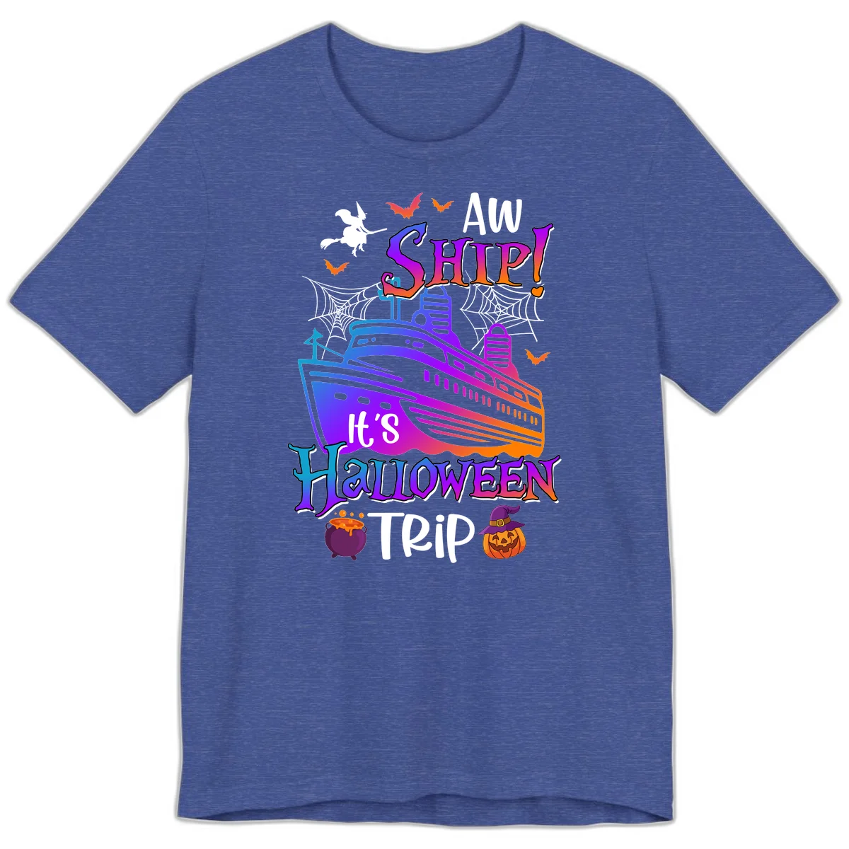 Aw Ship It's Halloween Trip Premium T-Shirt in Heather True Royal