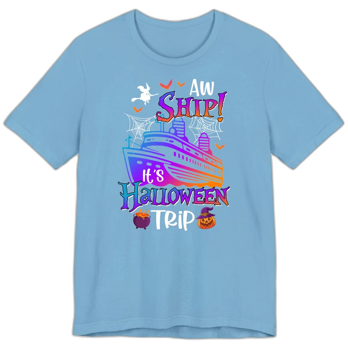 Aw Ship It's Halloween Trip Premium T-Shirt in Ocean Blue