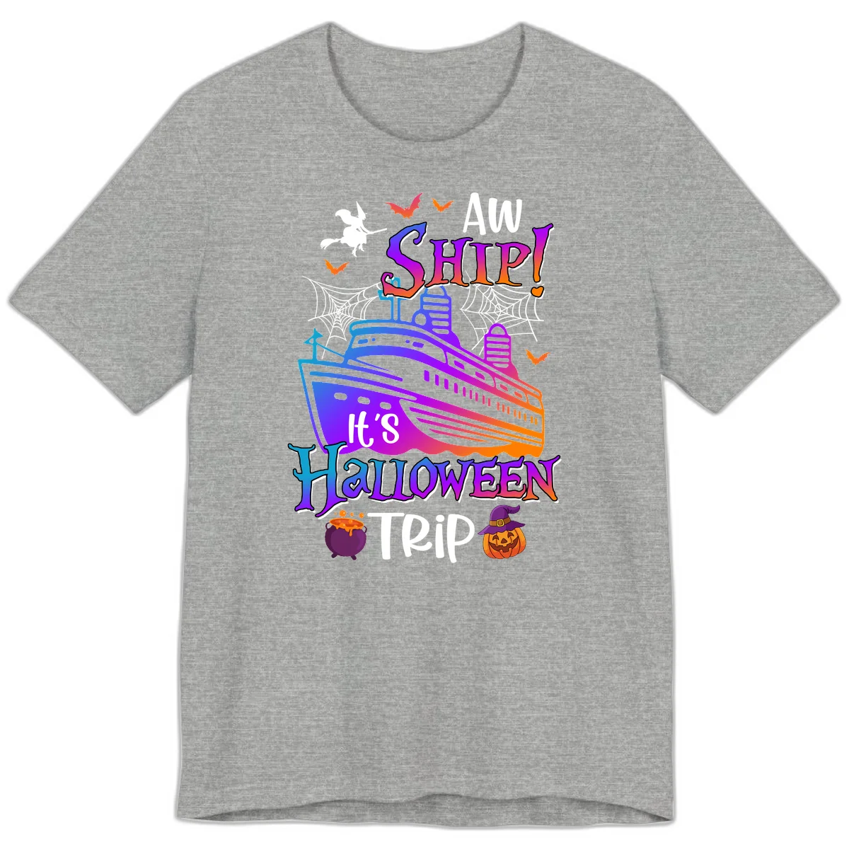 Aw Ship It's Halloween Trip Premium T-Shirt in Athletic Heather