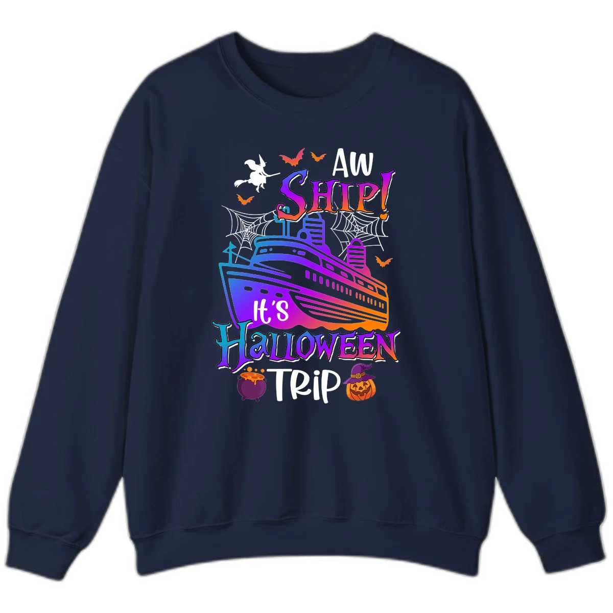 Aw Ship It's Halloween Trip Sweatshirt in Navy