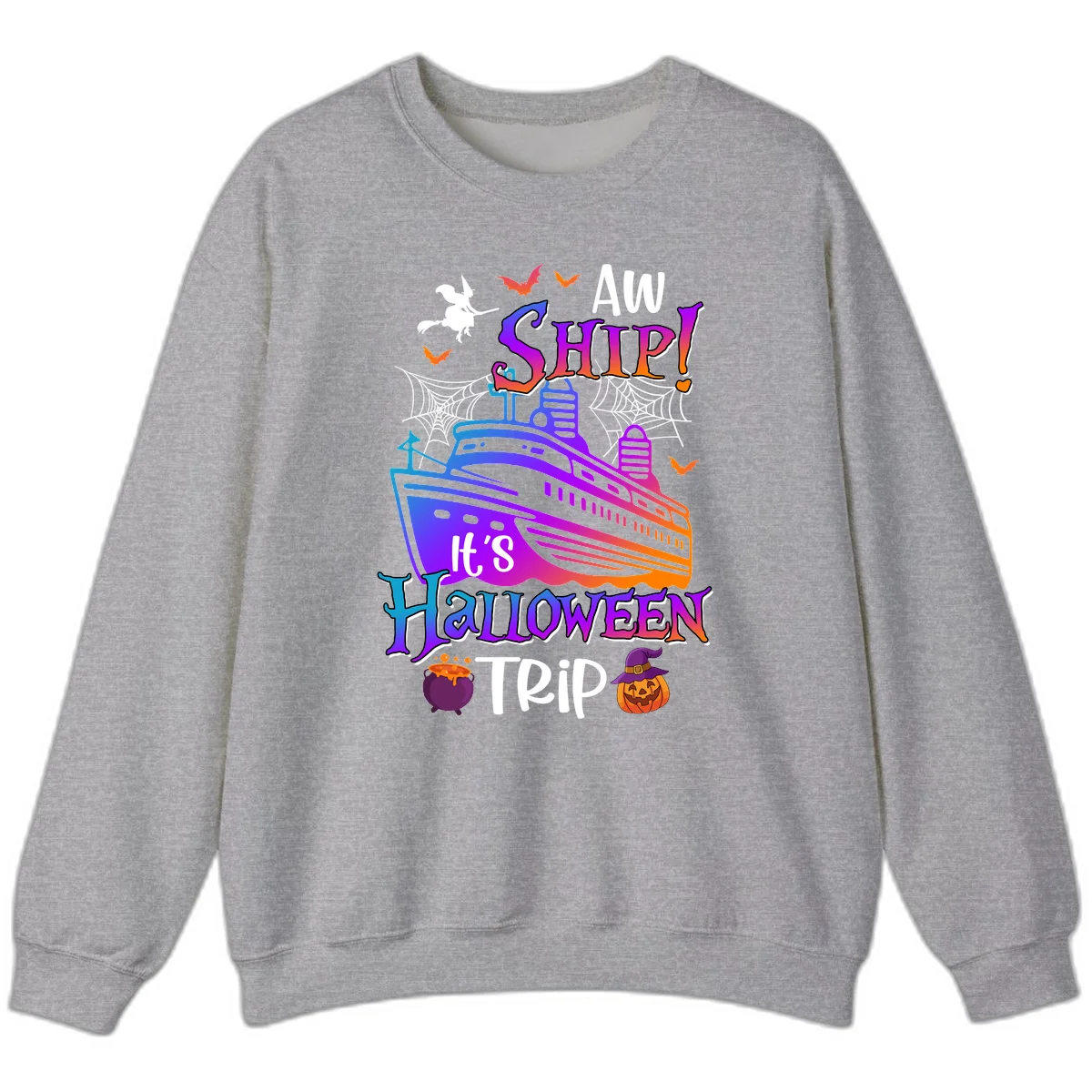 Aw Ship It's Halloween Trip Sweatshirt in Sport Grey