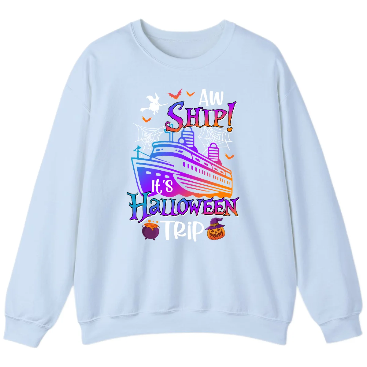 Aw Ship It's Halloween Trip Sweatshirt in Light Blue