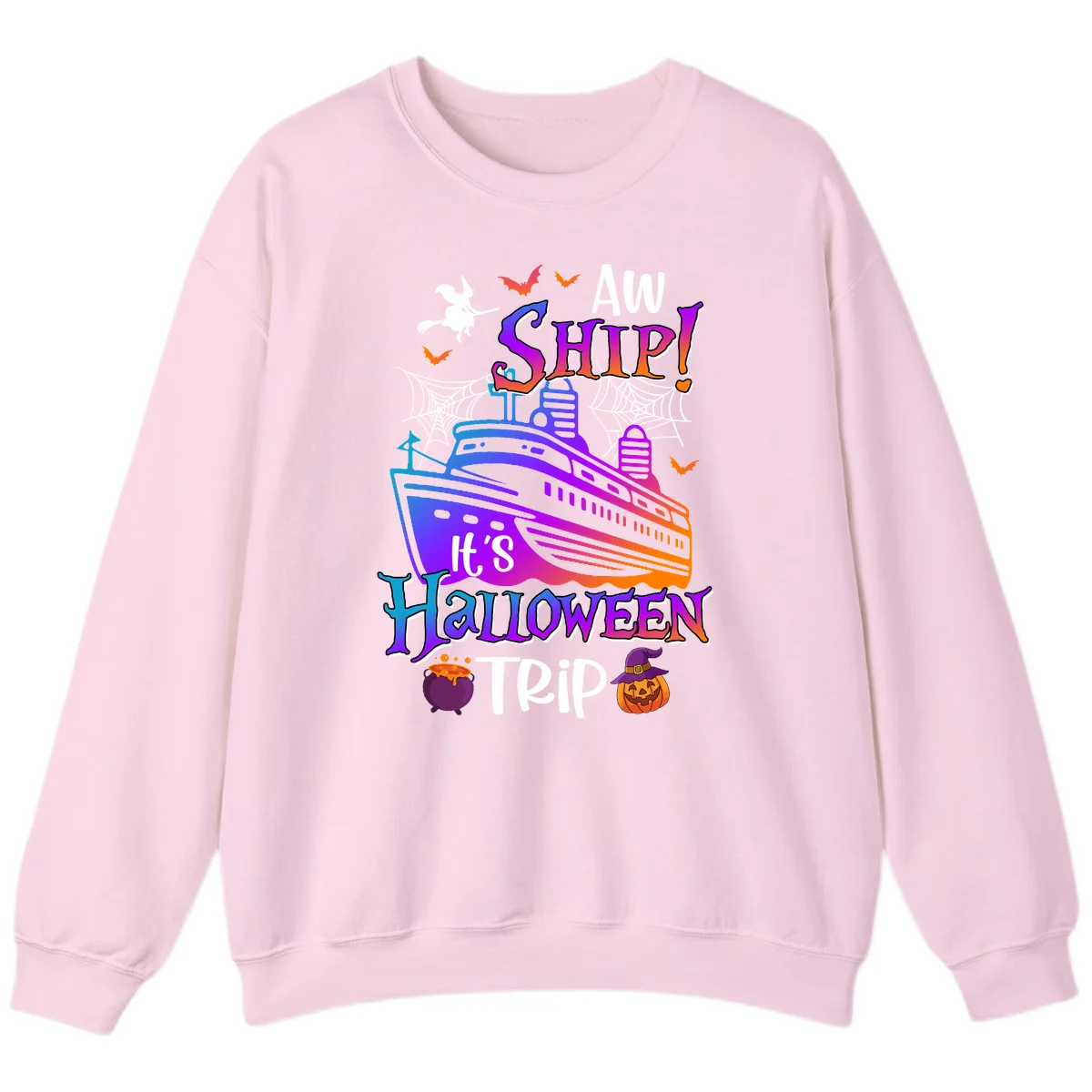 Aw Ship It's Halloween Trip Sweatshirt in Light Pink