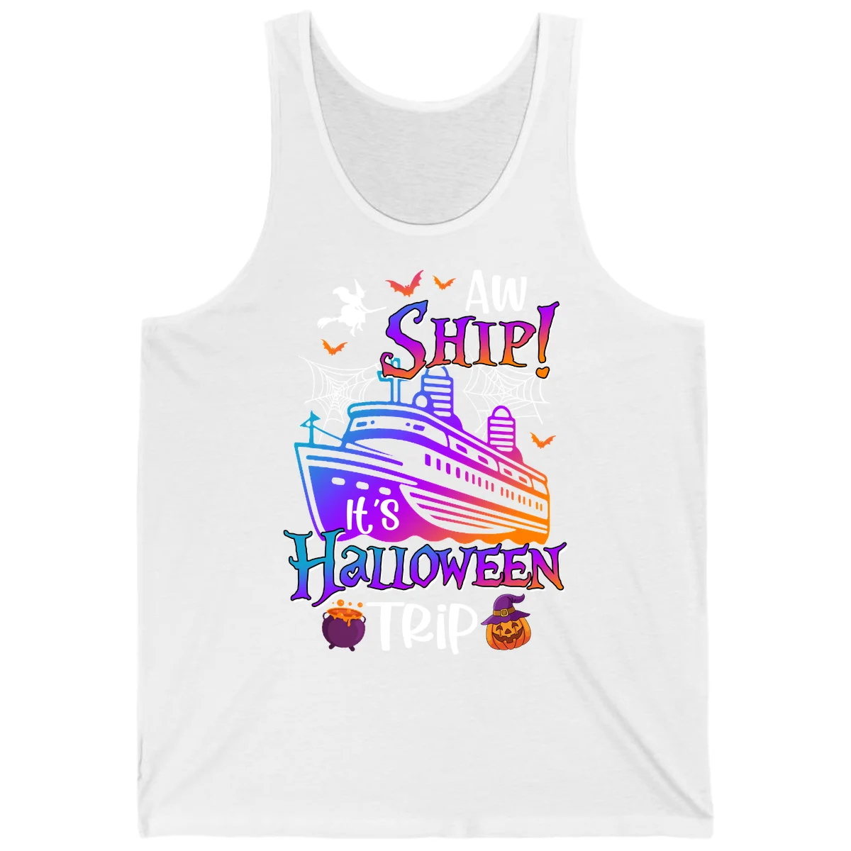 Aw Ship It's Halloween Trip Tank in White