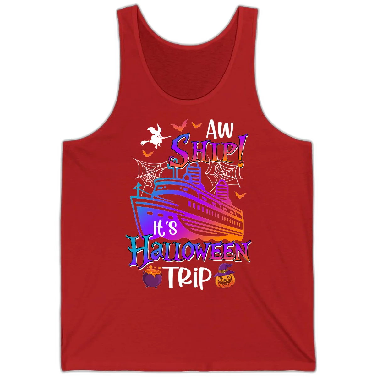 Aw Ship It's Halloween Trip Tank in Red