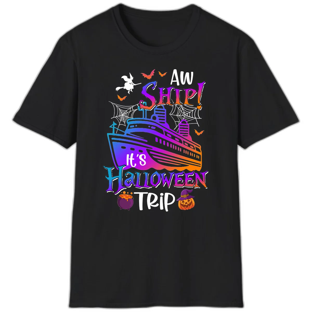Aw Ship It's Halloween Trip T-Shirt in Black