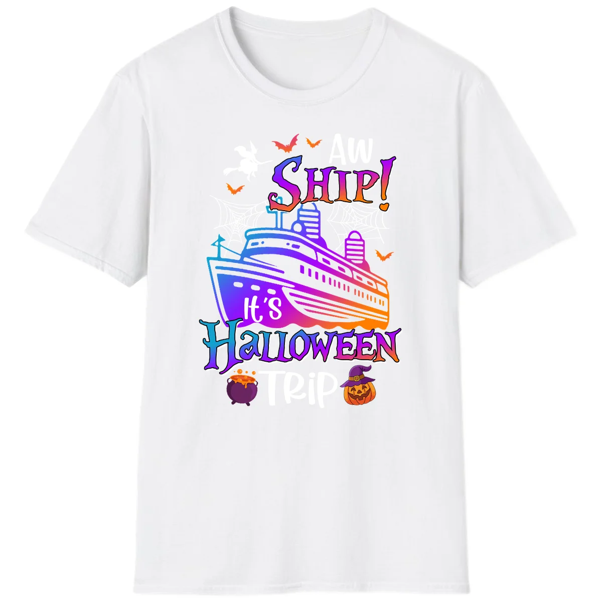 Aw Ship It's Halloween Trip T-Shirt in White