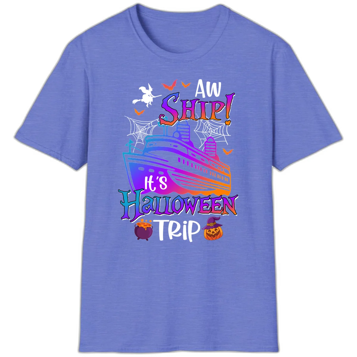 Aw Ship It's Halloween Trip T-Shirt in Heather Royal