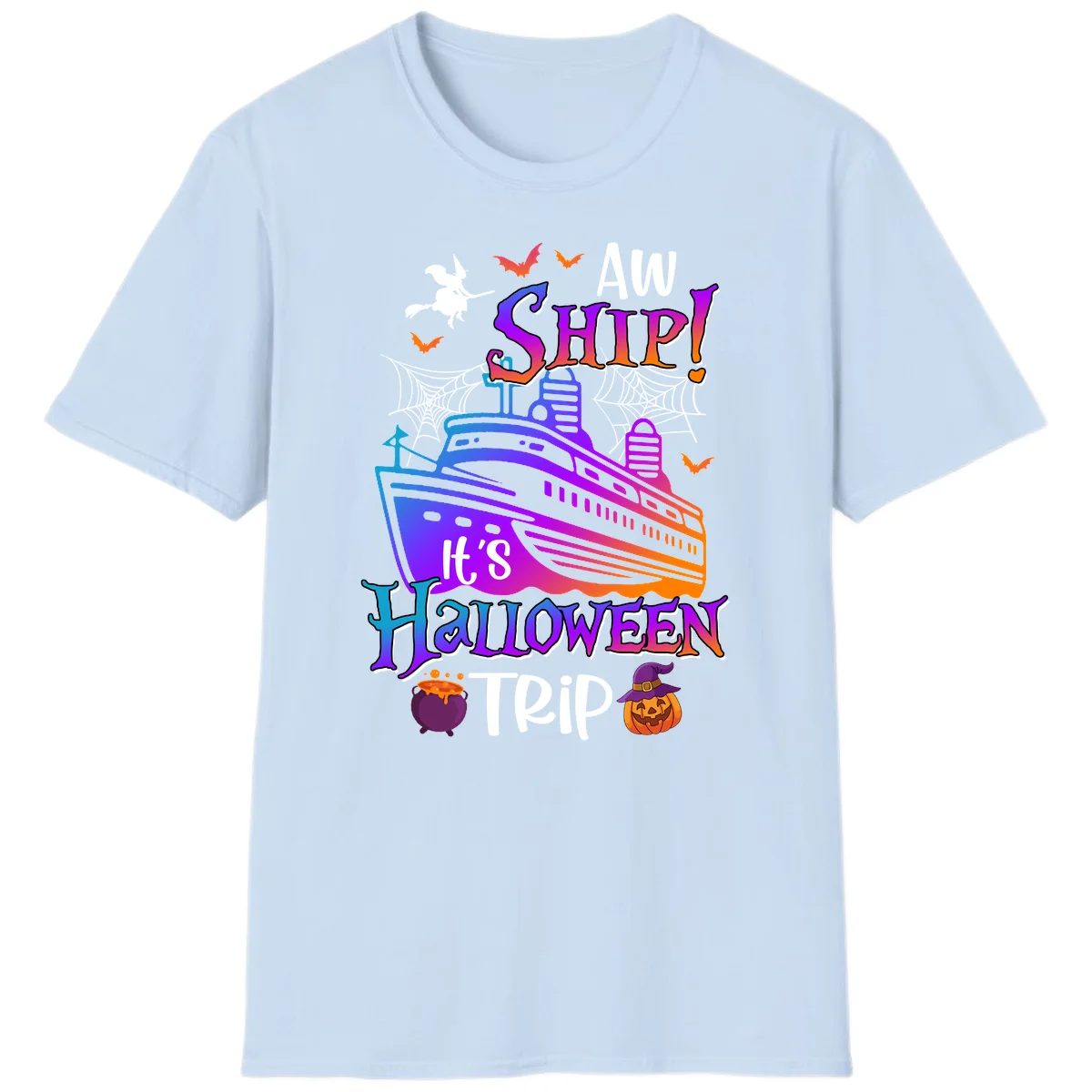 Aw Ship It's Halloween Trip T-Shirt in Light Blue