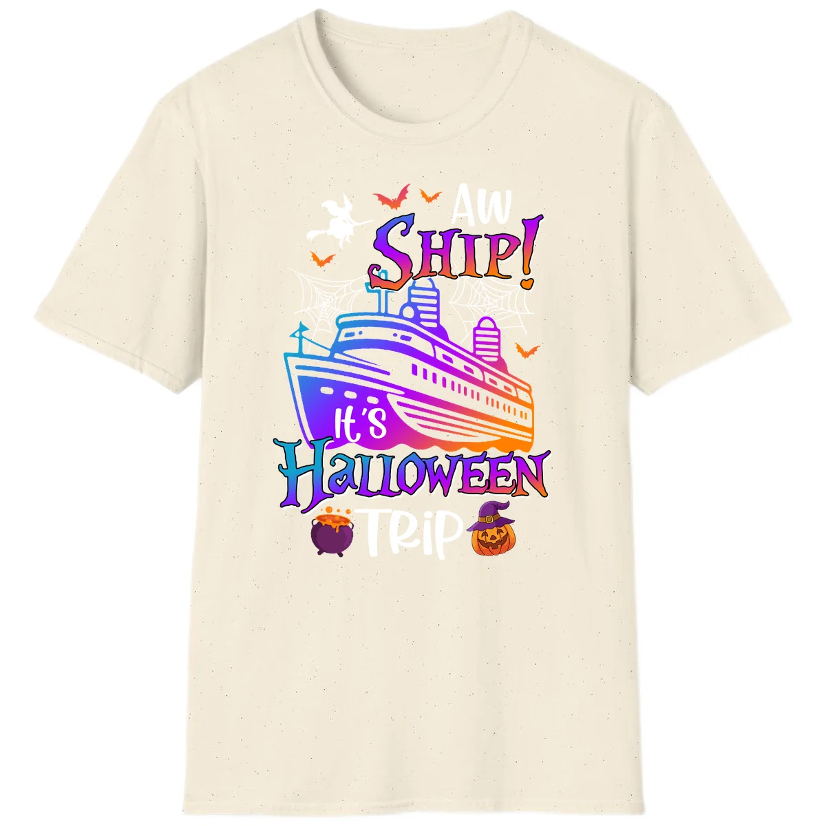 Aw Ship It's Halloween Trip T-Shirt in Natural