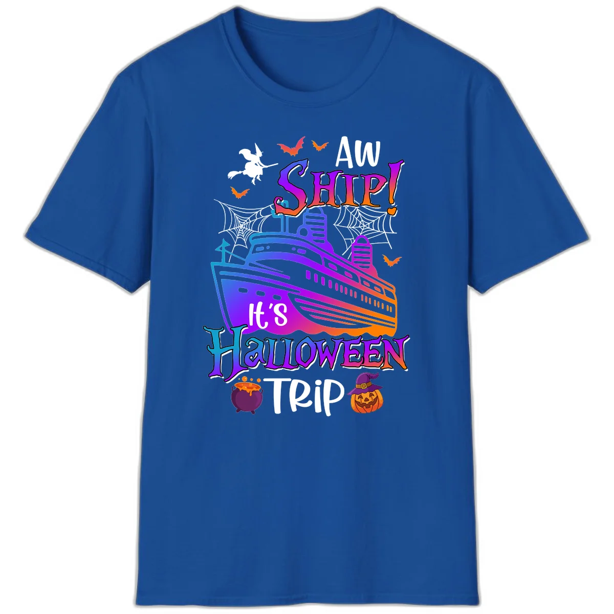 Aw Ship It's Halloween Trip T-Shirt in Royal