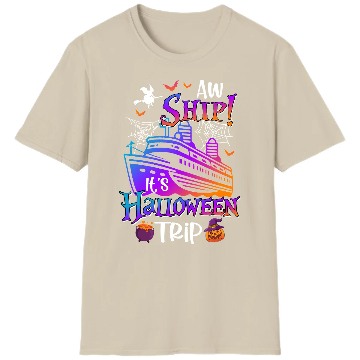 Aw Ship It's Halloween Trip T-Shirt in Sand
