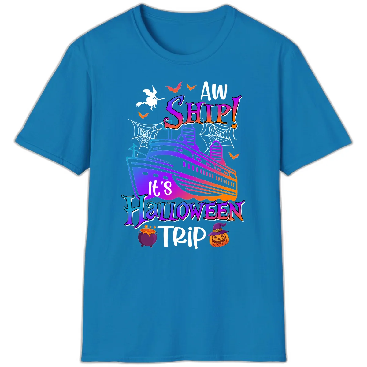 Aw Ship It's Halloween Trip T-Shirt in Sapphire