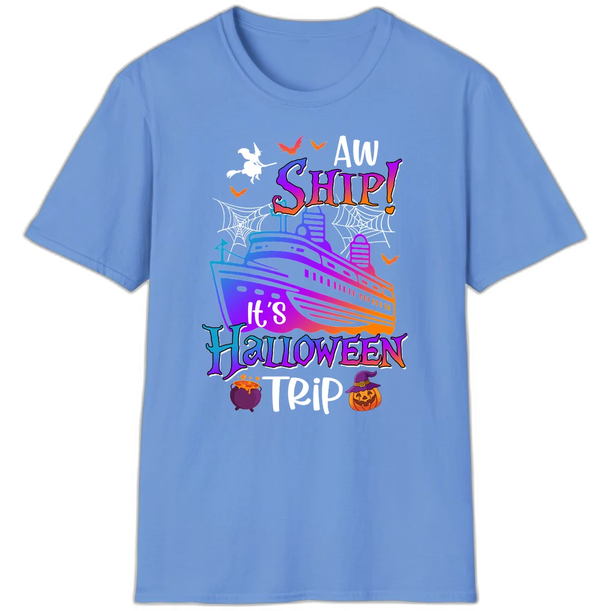 Aw Ship It's Halloween Trip T-Shirt in Carolina Blue