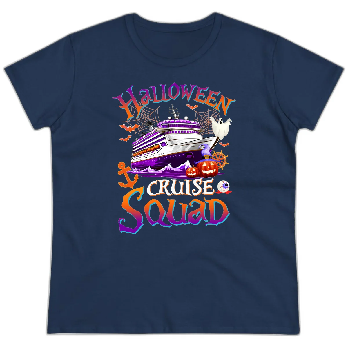 Halloween Cruise Squad Ladies Tee in Navy