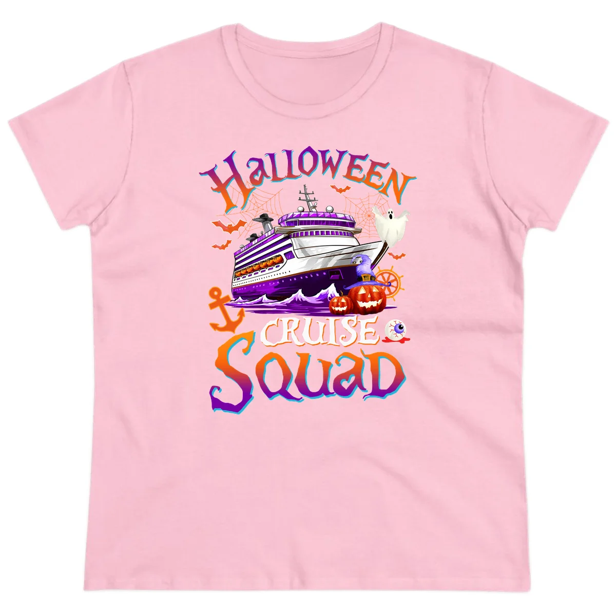 Halloween Cruise Squad Ladies Tee in Light Pink