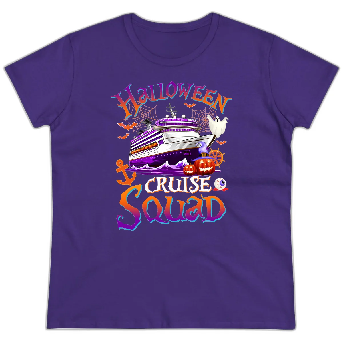 Halloween Cruise Squad Ladies Tee in Purple