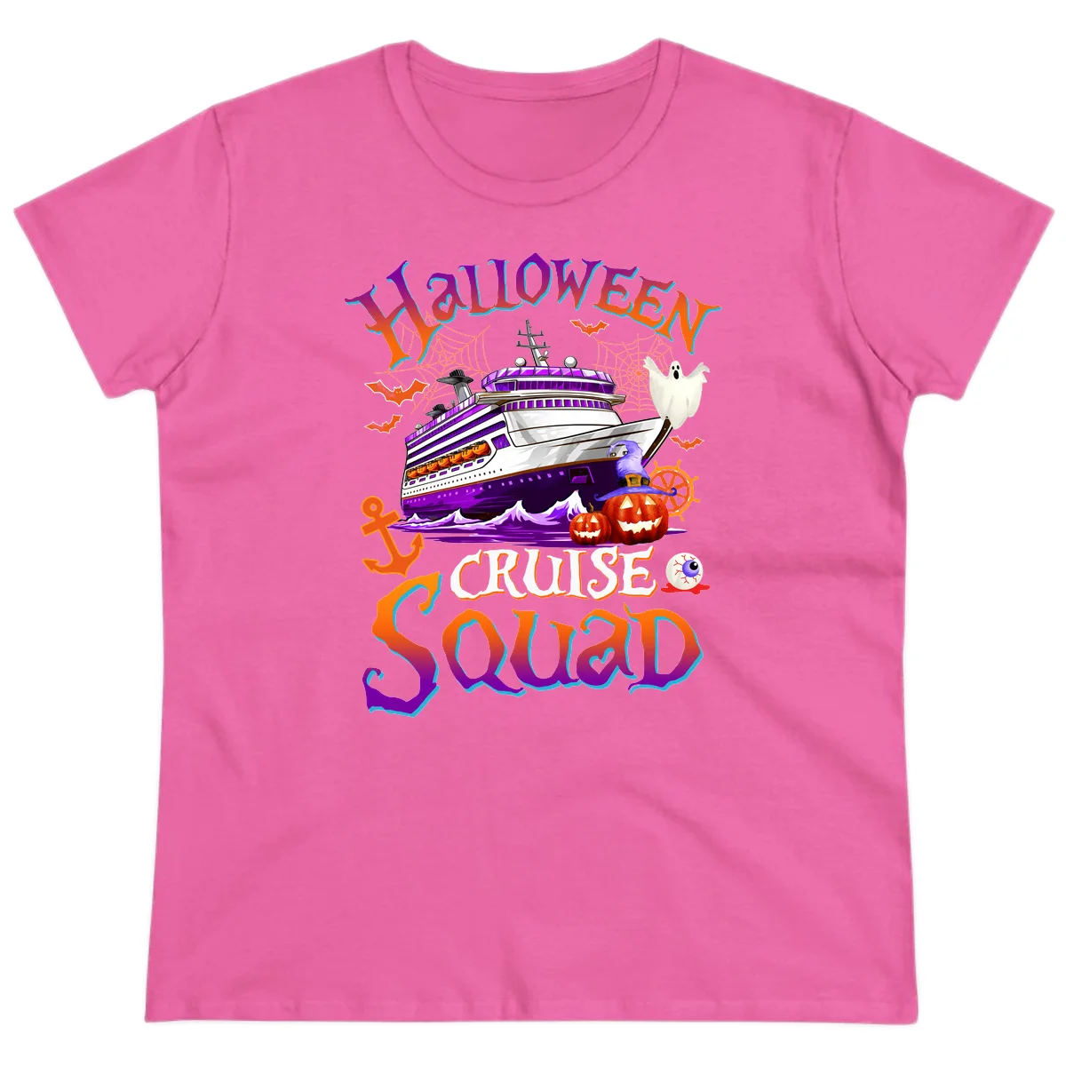 Halloween Cruise Squad Ladies Tee in Azalea