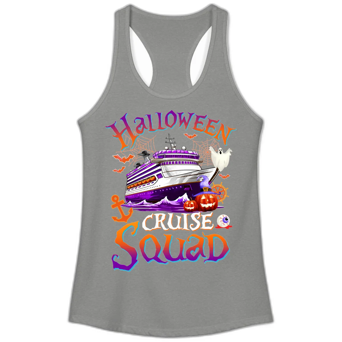Halloween Cruise Squad Ladies Tank in Heather Grey