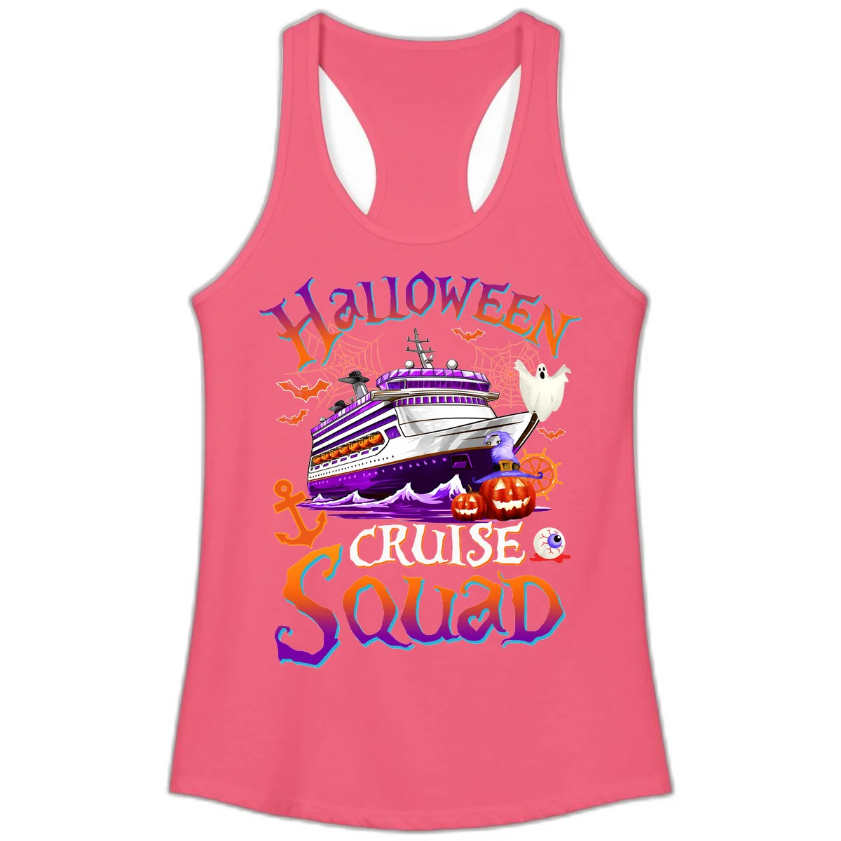Halloween Cruise Squad Ladies Tank in Hot Pink
