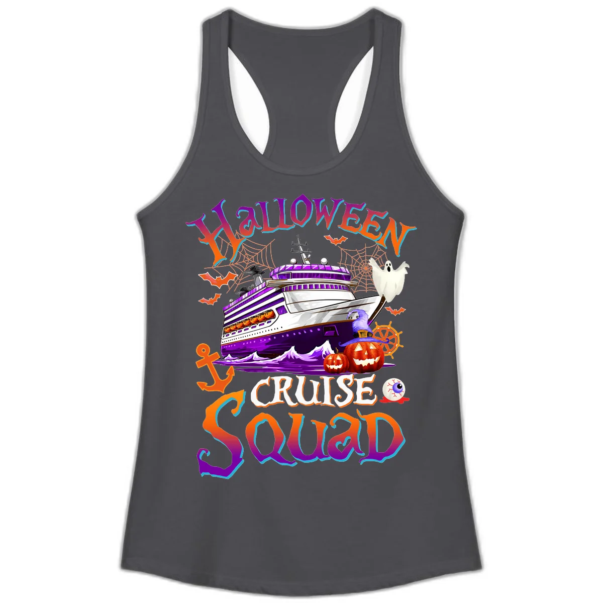 Halloween Cruise Squad Ladies Tank in Solid Dark Gray