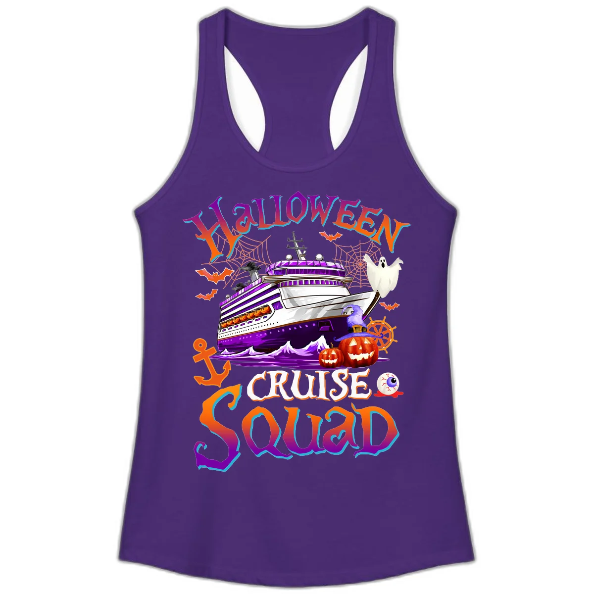Halloween Cruise Squad Ladies Tank in Solid Purple Rush