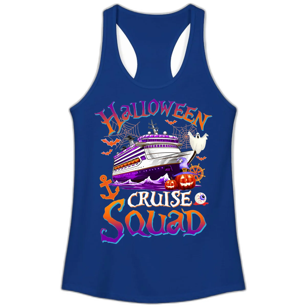 Halloween Cruise Squad Ladies Tank in Solid Royal