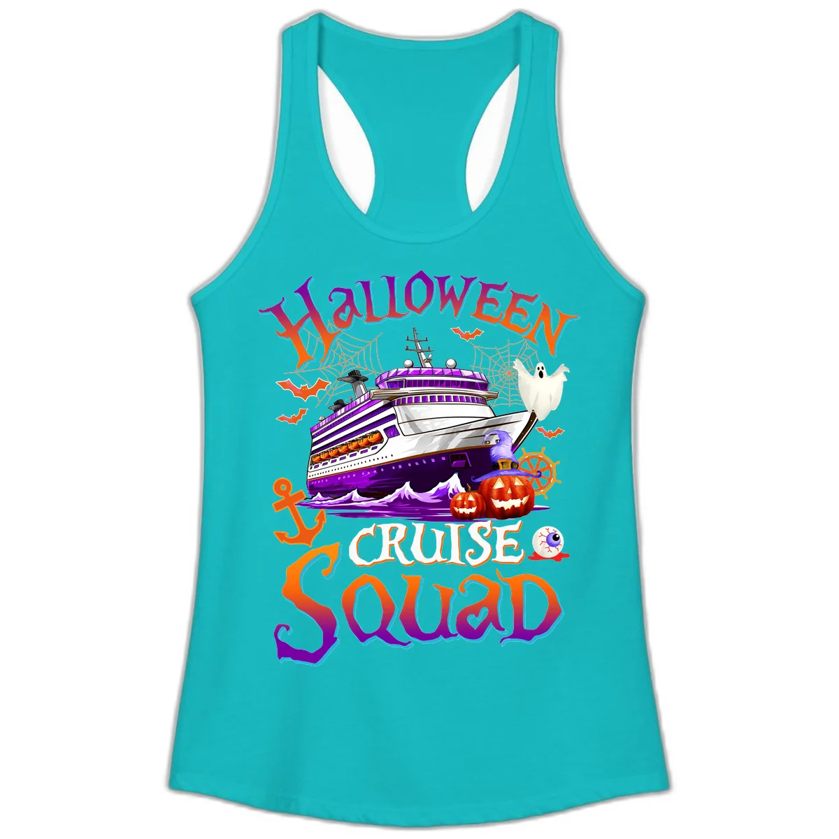 Halloween Cruise Squad Ladies Tank in Tahiti Blue