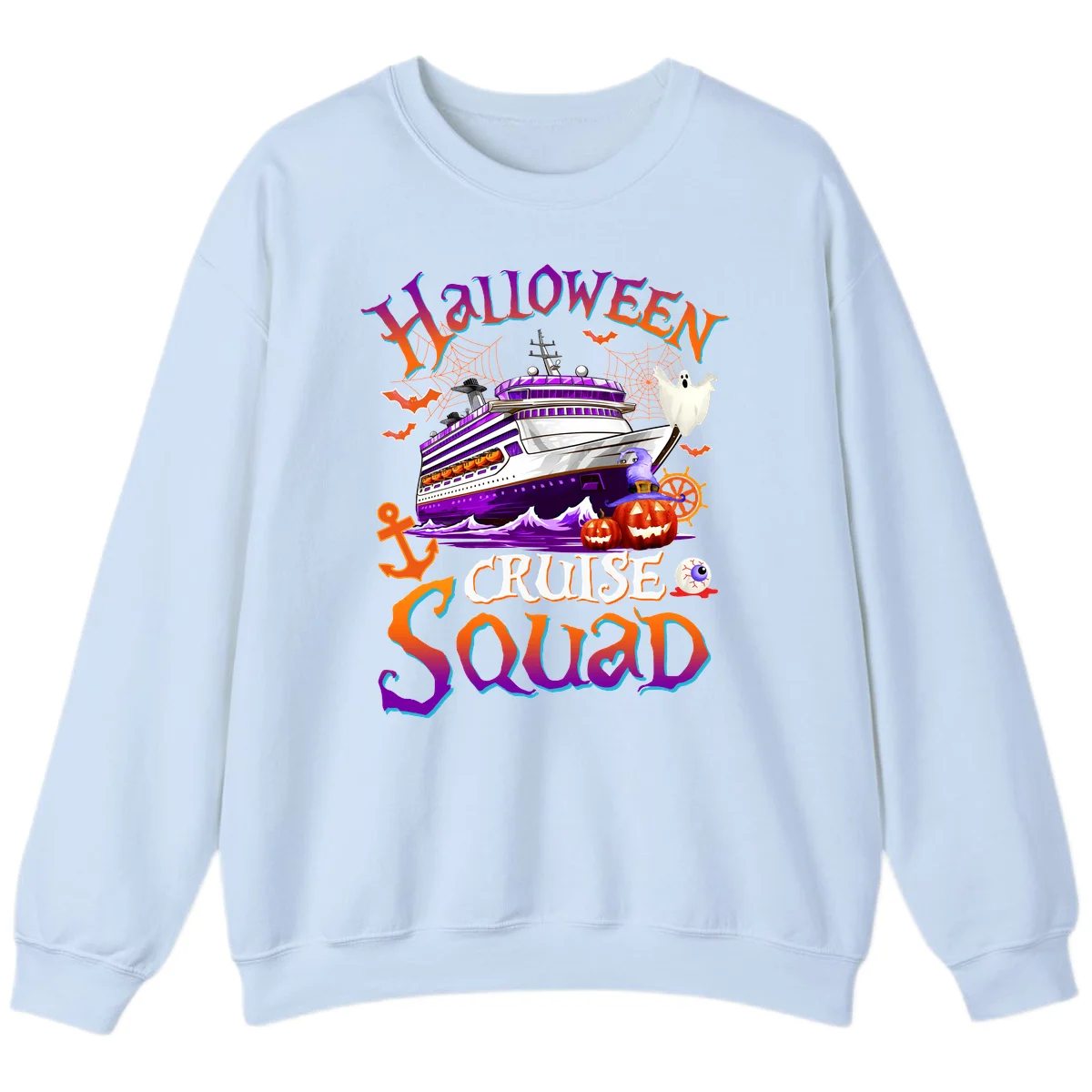 Halloween Cruise Squad Sweatshirt in Light Blue