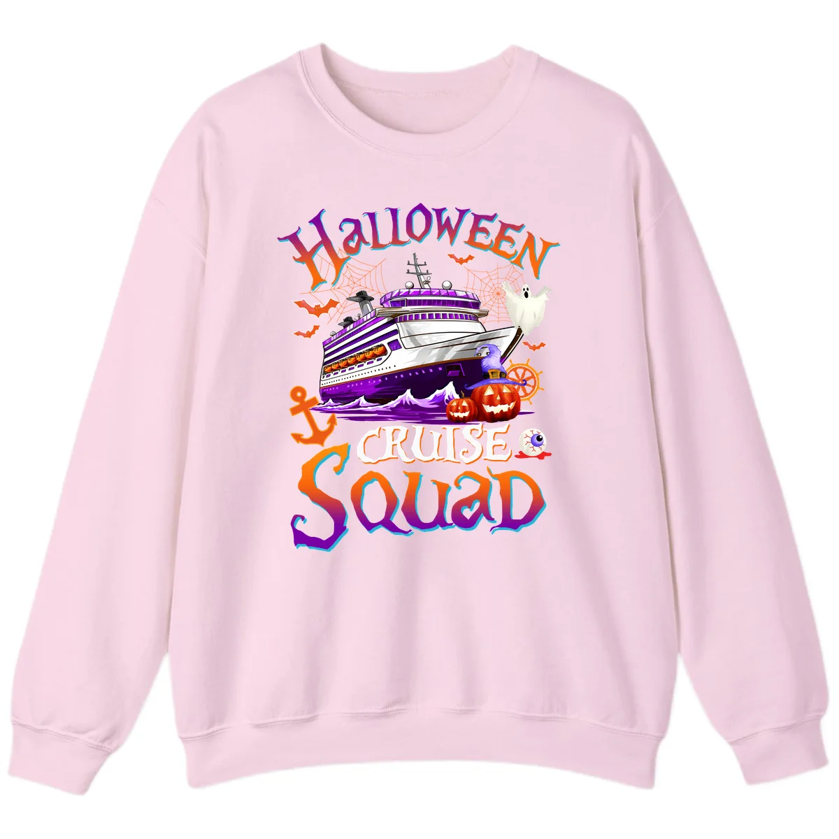 Halloween Cruise Squad Sweatshirt in Light Pink