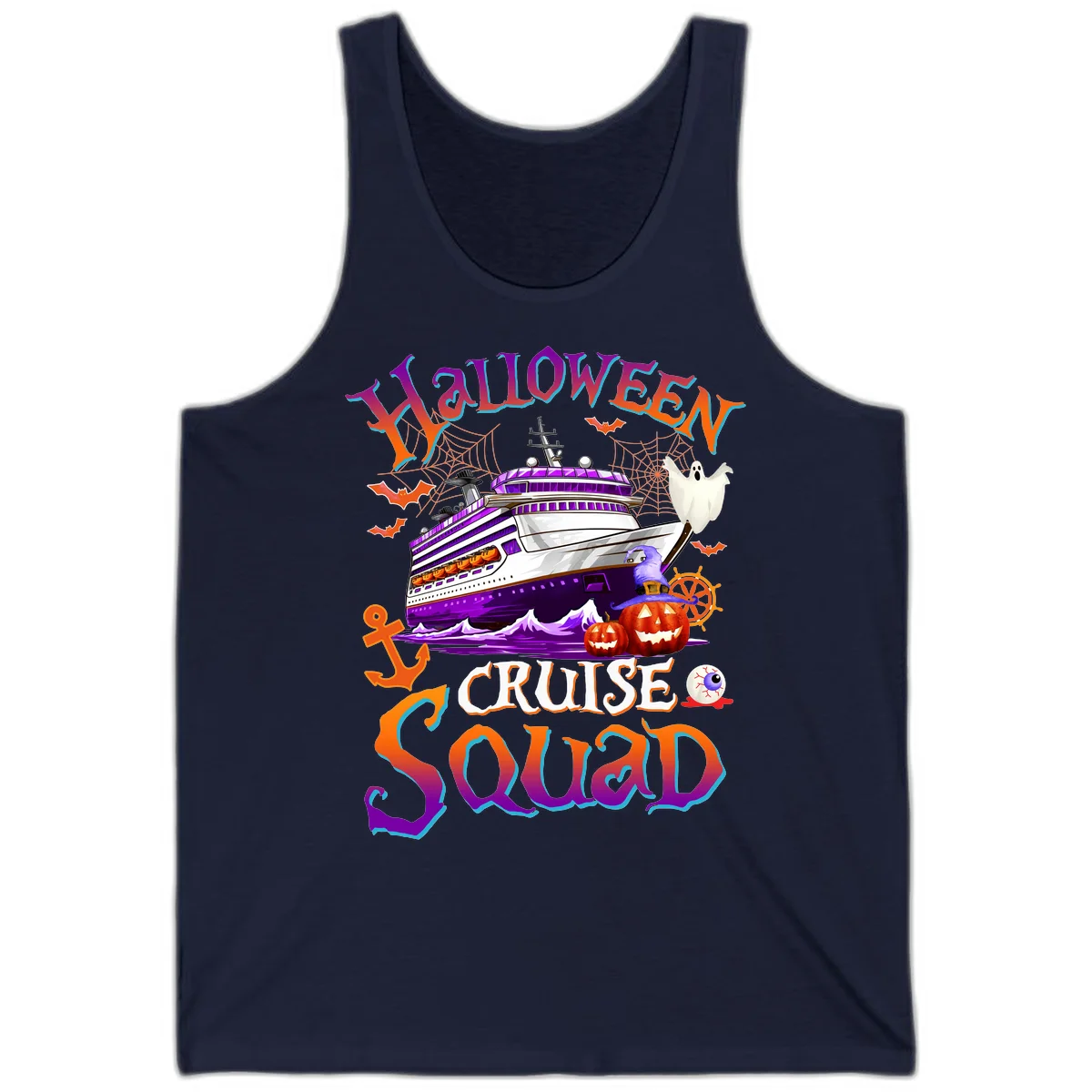 Halloween Cruise Squad Tank in Navy