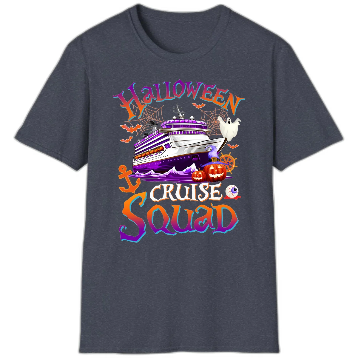 Halloween Cruise Squad T-Shirt in Heather Navy