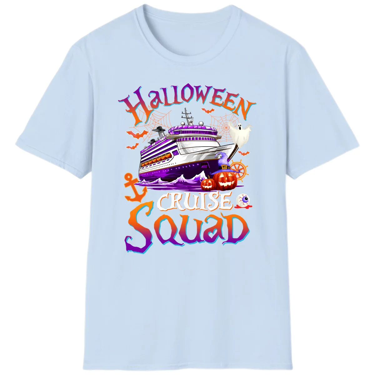Halloween Cruise Squad T-Shirt in Light Blue