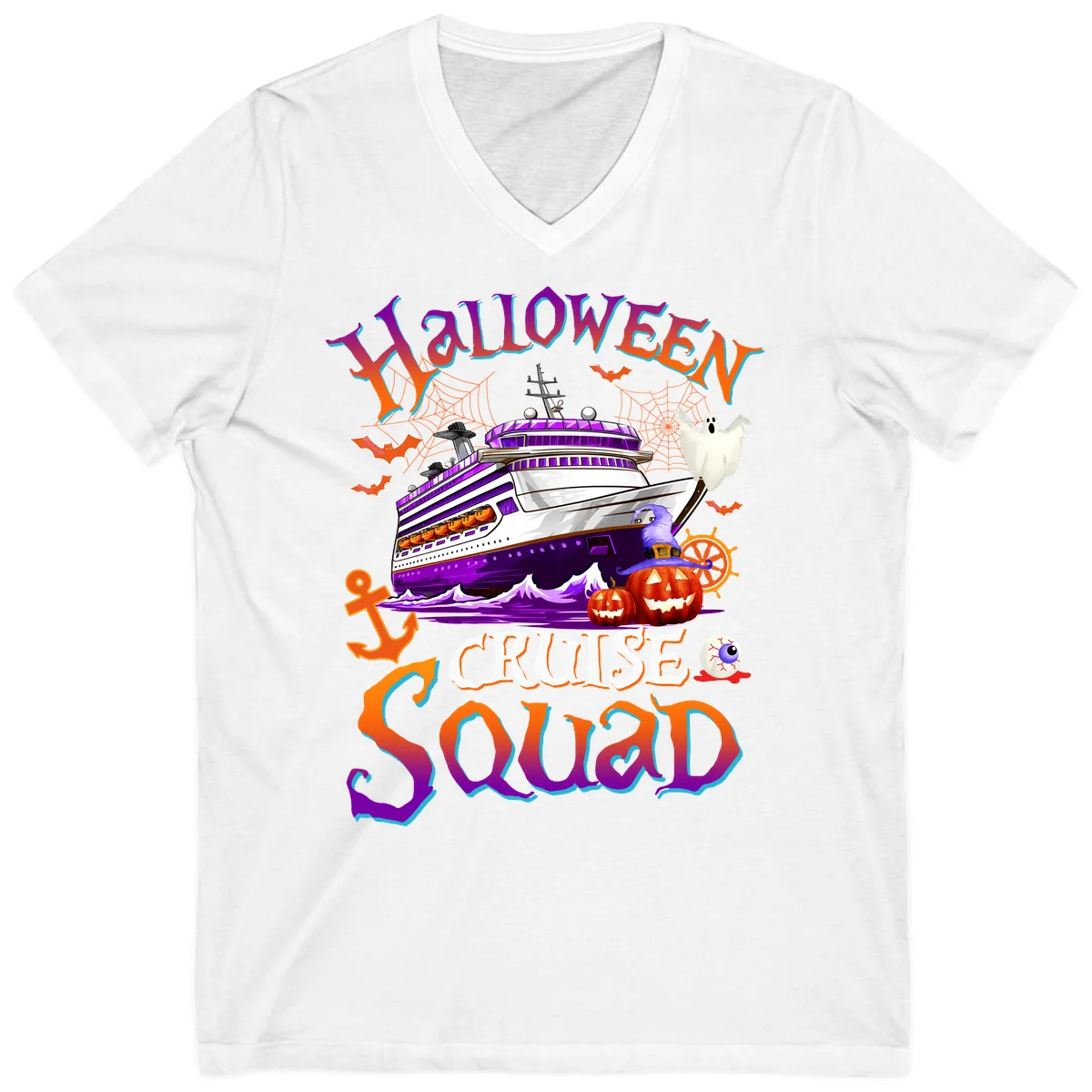 Halloween Cruise Squad V-Neck in White