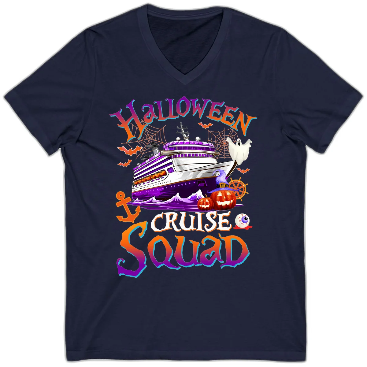 Halloween Cruise Squad V-Neck in Navy