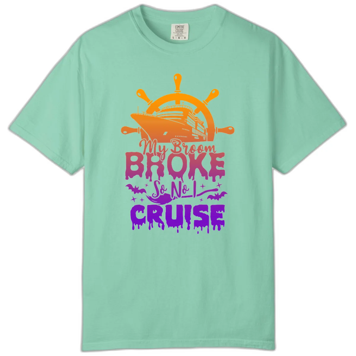 My Broom So No I Cruise Comfort Color Tee in Island Reef