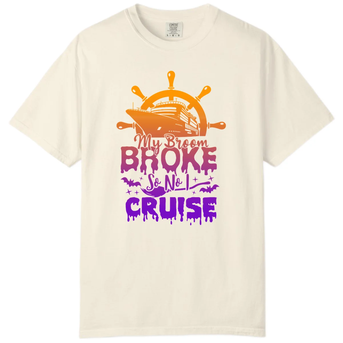 My Broom So No I Cruise Comfort Color Tee in Ivory