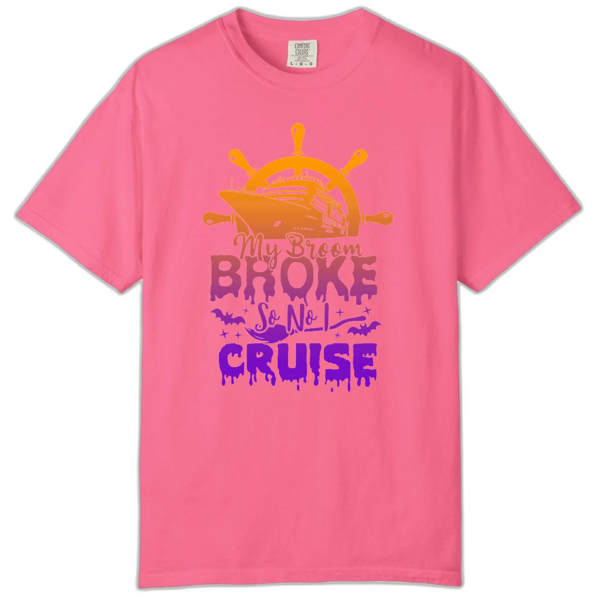 My Broom So No I Cruise Comfort Color Tee in Crunchberry