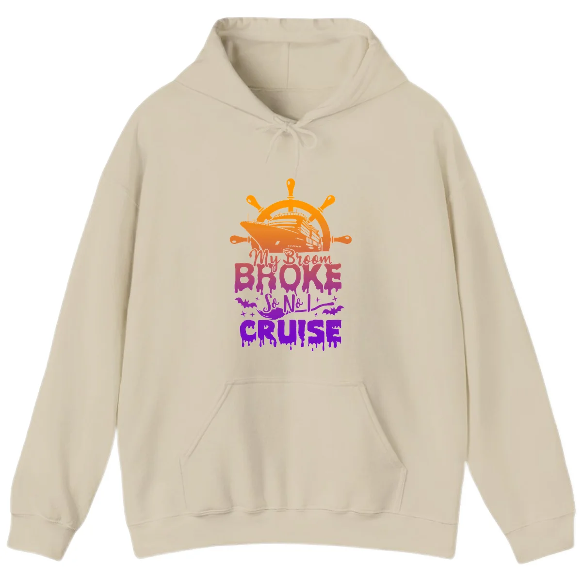 My Broom So No I Cruise Halloween Hoodie in Sand