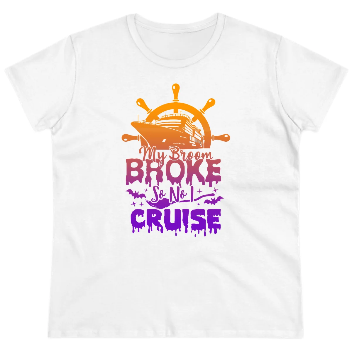 My Broom So No I Cruise Funny Ladies Tee in White