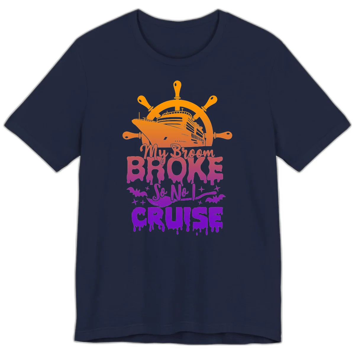 My Broom So No I Cruise Premium T-Shirt in Navy