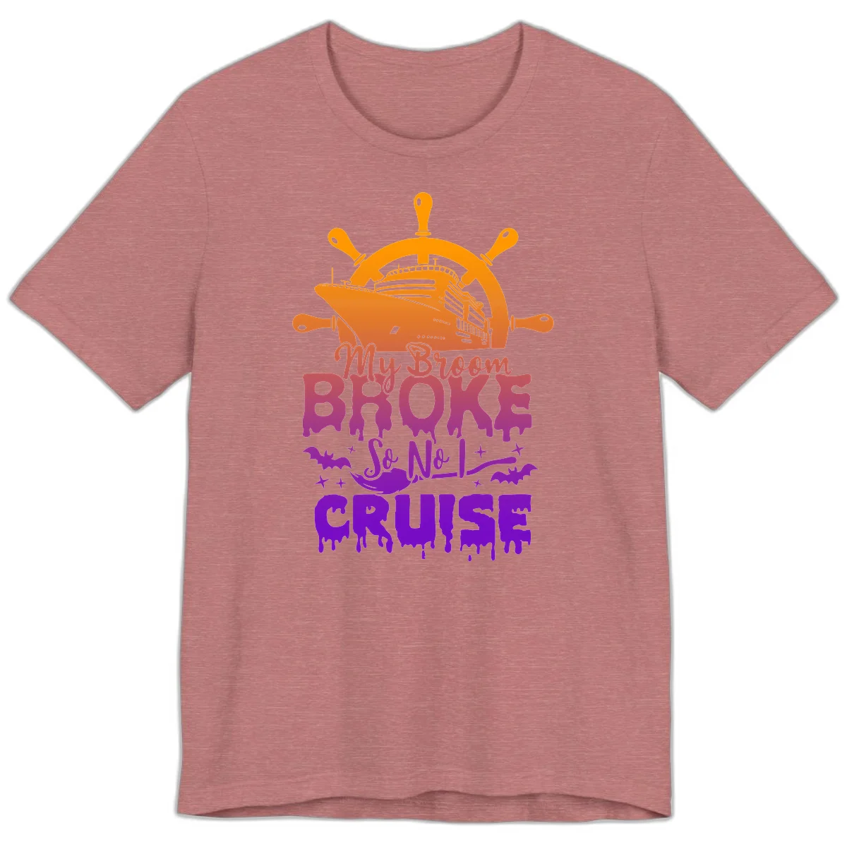 My Broom So No I Cruise Premium T-Shirt in Heather Mauve