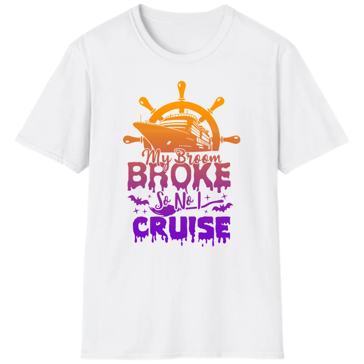My Broom So No I Cruise Halloween Vacation T-Shirt in White