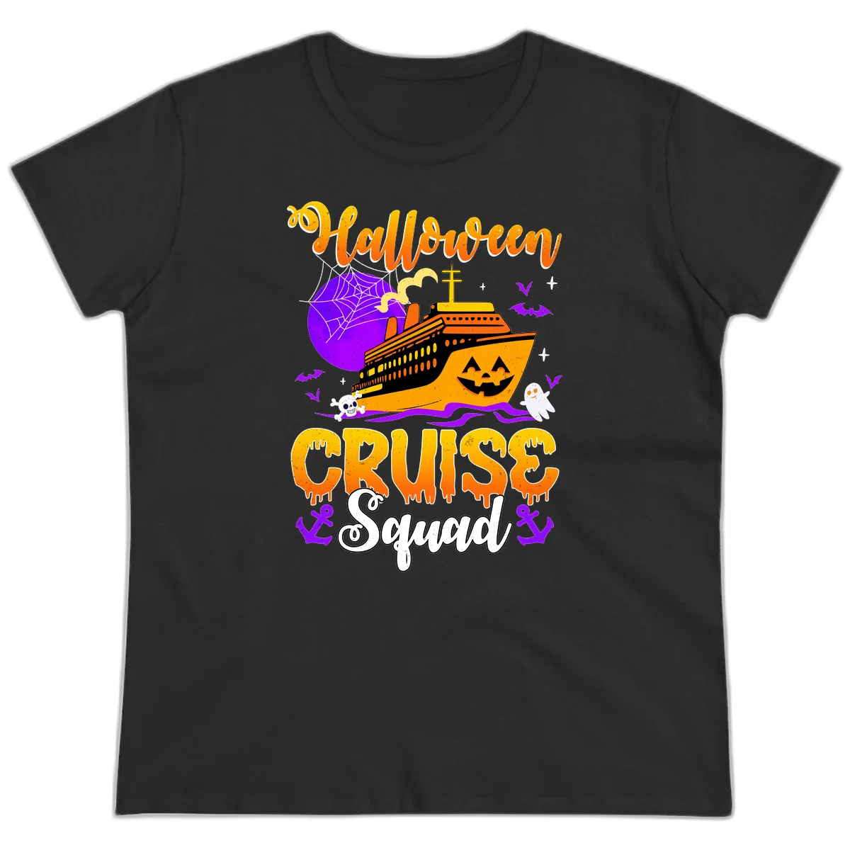 Halloween Cruise Squad Ladies Tee in Black