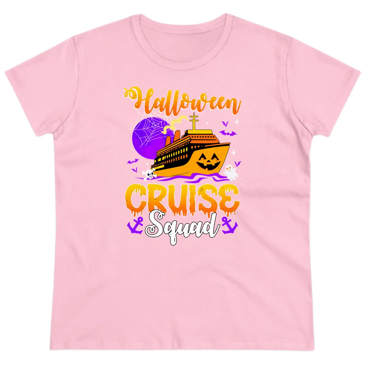 Halloween Cruise Squad Ladies Tee in Light Pink