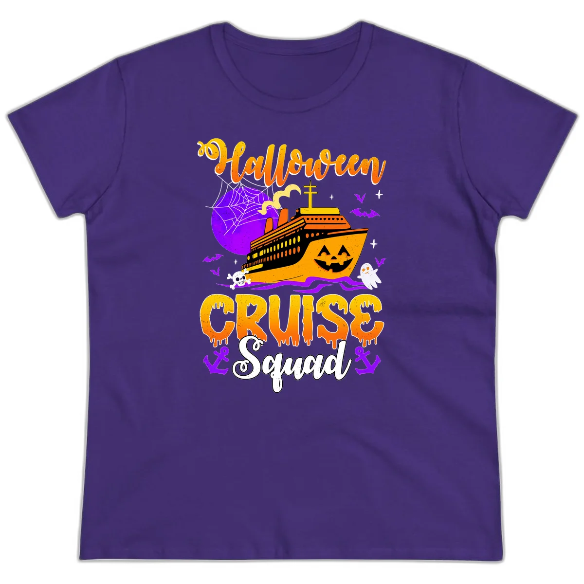 Halloween Cruise Squad Ladies Tee in Purple