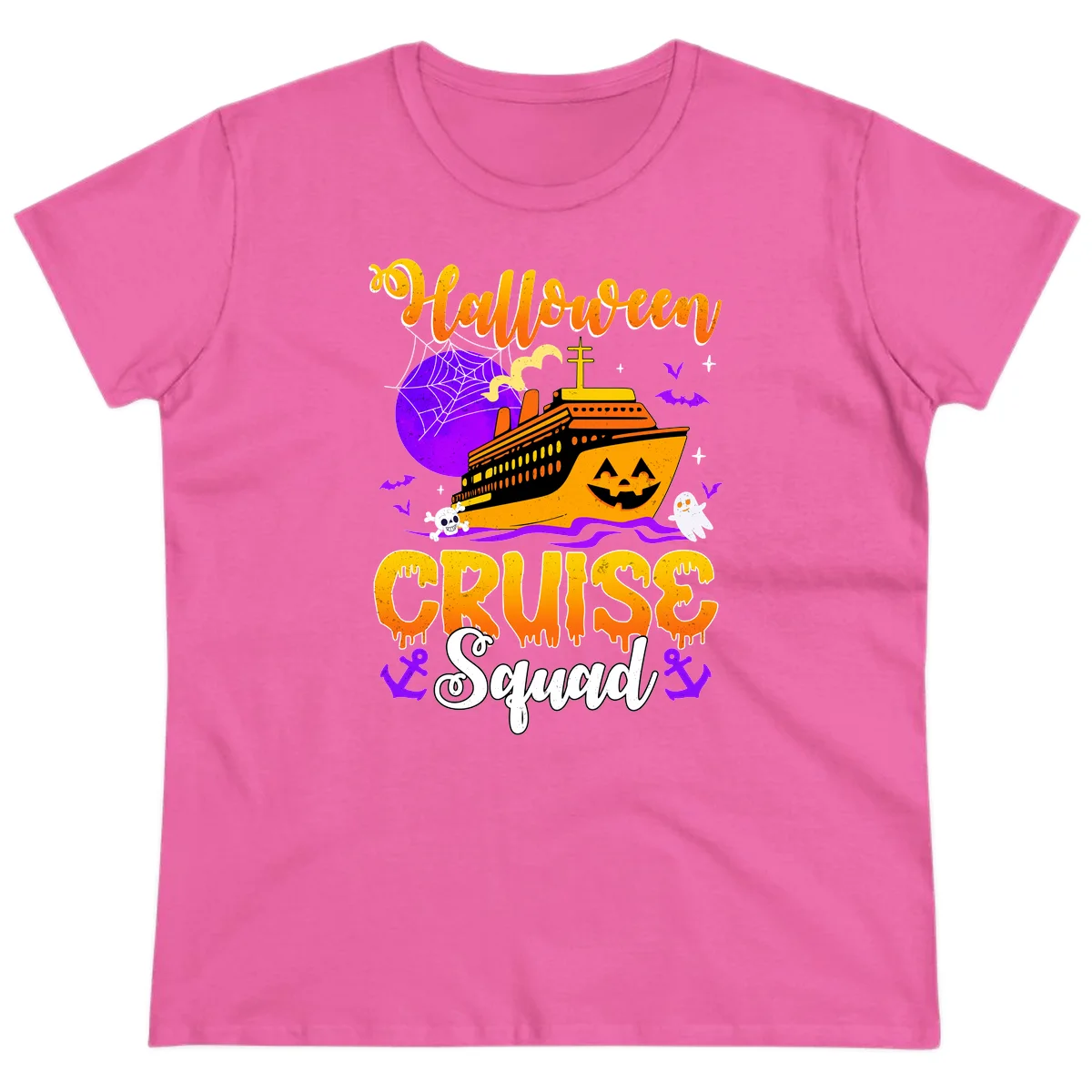 Halloween Cruise Squad Ladies Tee in Azalea